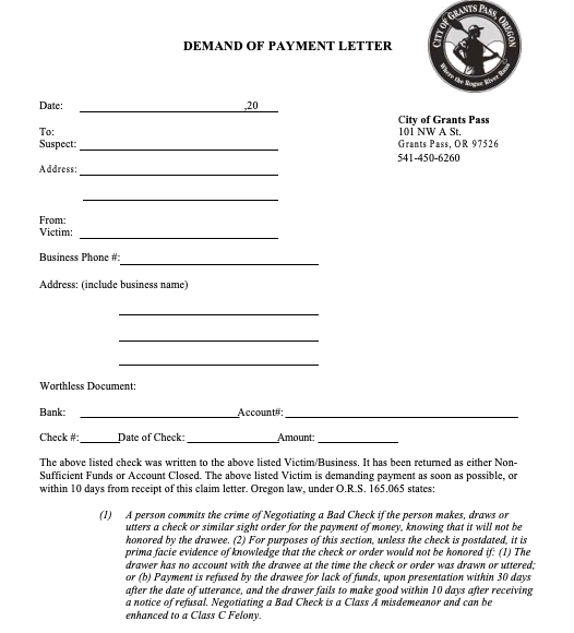 Demand of Payment Letter Template