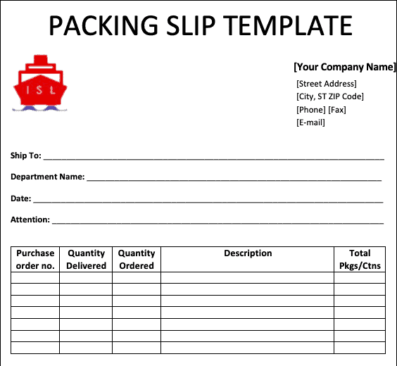 General Packing Slip Template