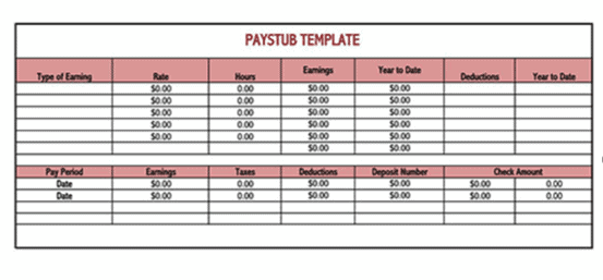 Employee Pay stub Template