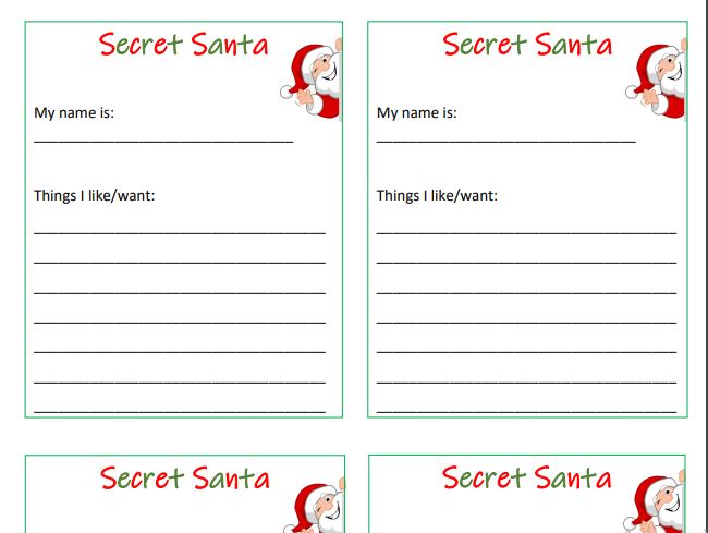 printable secret santa questionnaire form pdf
