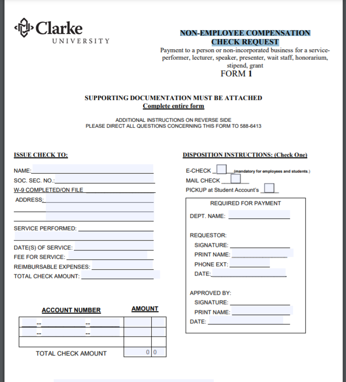 Non Employee Compensation Check Request