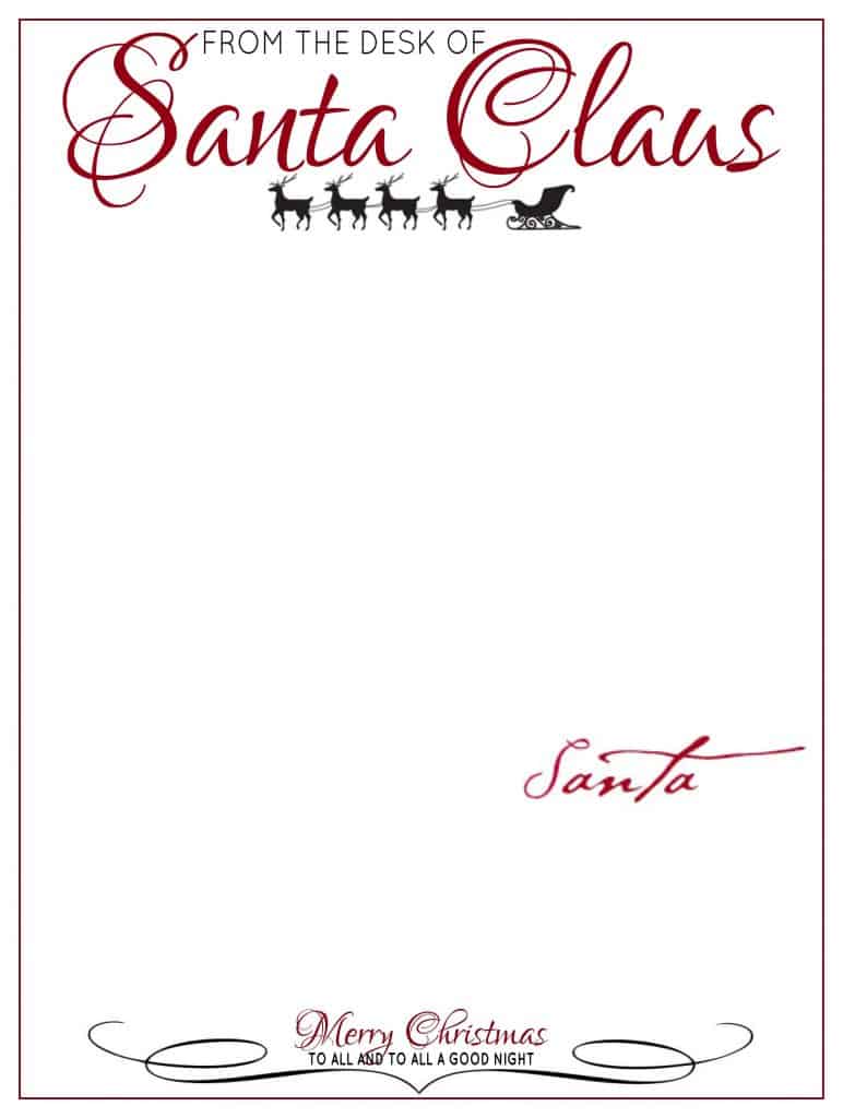 From The Desk Of Santa Claus Letterhead