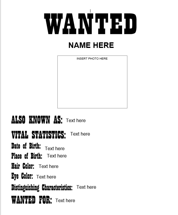 Blank Wanted Poster