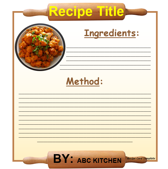 kitchen printable recipe card template word